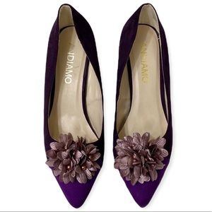 Two tone Purple Andiamo Flower Pumps